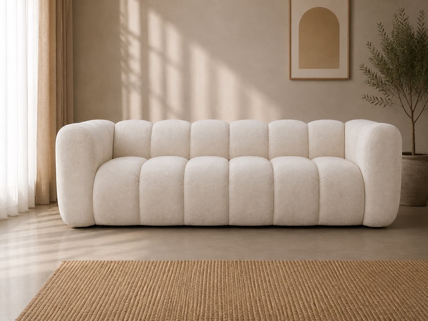 Sofa MIO 3 – nowoczesna sofa tapicerowana z zaokrągloną formą do salonu